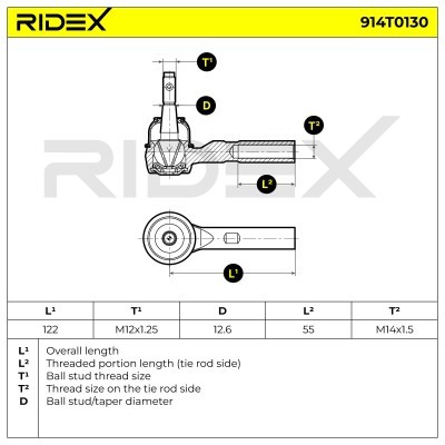 Spurstangenkopf RIDEX 914T0130 914T0130 - foto 3