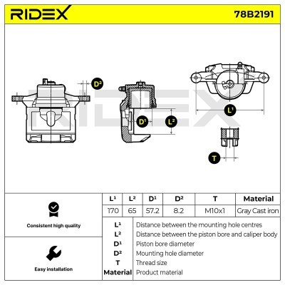 Bremssattel RIDEX 78B2191 78B2191 - foto 3