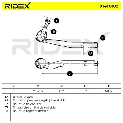 Spurstangenkopf RIDEX 914T0102 914T0102 - foto 4
