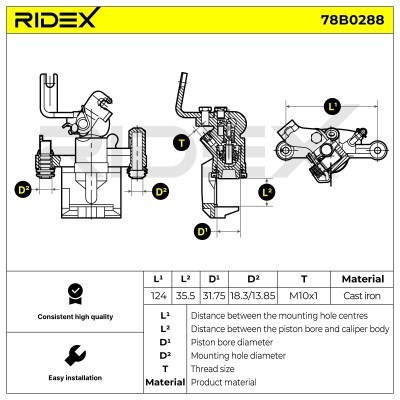 Bremssattel RIDEX 78B0288 78B0288 - foto 8