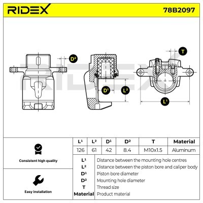 Bremssattel RIDEX 78B2097 78B2097 - foto 3