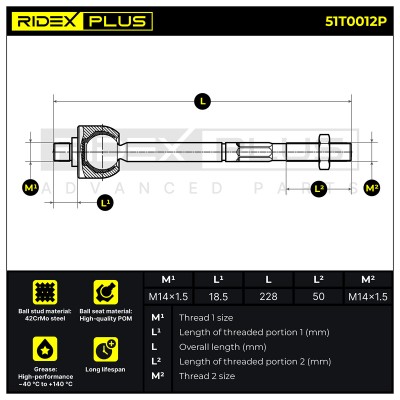 Lenkstange RIDEX 51T0012P 51T0012P - foto 6