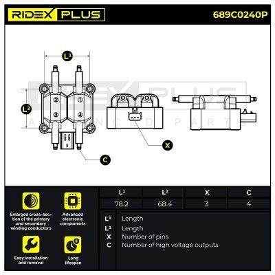 Zündspule RIDEX 689C0240P 689C0240P - foto 14