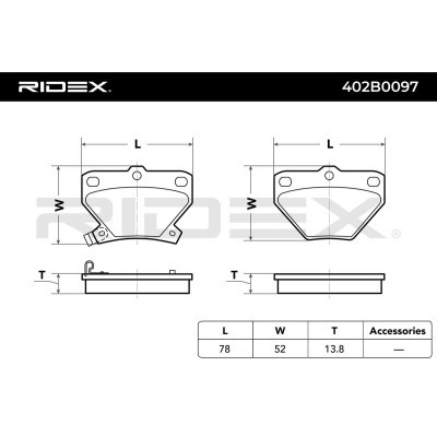 Bremsbeläge Satz RIDEX 402B0097 402B0097 - foto 3