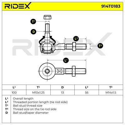 Spurstangenkopf RIDEX 914T0183 914T0183 - foto 5