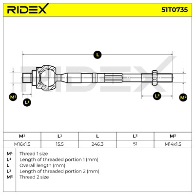 Lenkstange RIDEX 51T0735 51T0735 - foto 7