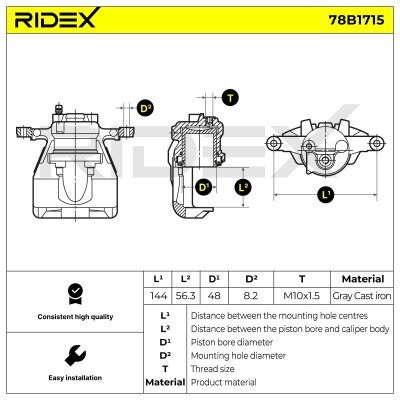 Bremssattel RIDEX 78B1715 78B1715 - foto 3