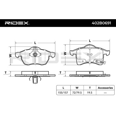 Bremsbeläge Satz RIDEX 402B0691 402B0691 - foto 2