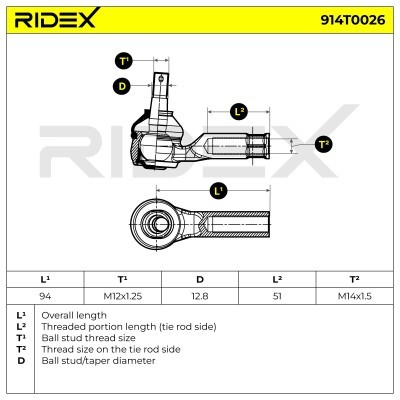 Spurstangenkopf RIDEX 914T0026 914T0026 - foto 5
