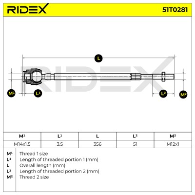 Lenkstange RIDEX 51T0281 51T0281 - foto 5