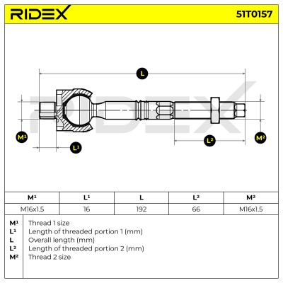Lenkstange RIDEX 51T0157 51T0157 - foto 5