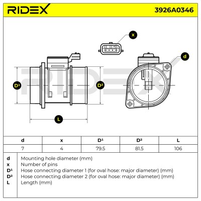Luftmassenmesser RIDEX 3926A0346 3926A0346 - foto 7