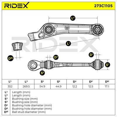 Querlenker RIDEX 273C1105 273C1105 - foto 7
