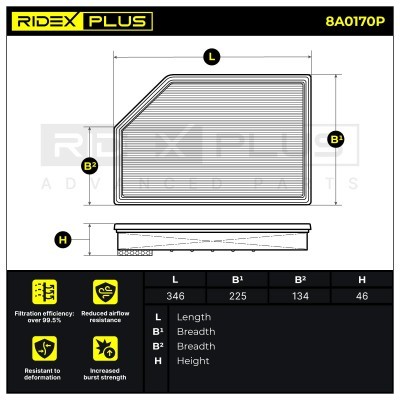 Luftfilter RIDEX 8A0170P 8A0170P - foto 7
