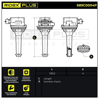 Zündspule RIDEX 689C0004P 689C0004P - foto 3