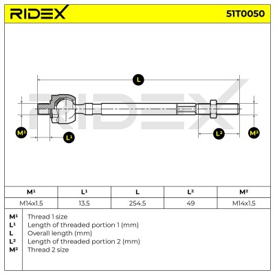Lenkstange RIDEX 51T0050 51T0050 - foto 6