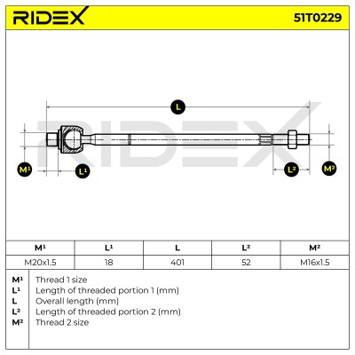 Lenkstange RIDEX 51T0229 51T0229 - foto 7