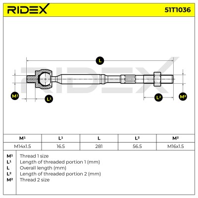 Lenkstange RIDEX 51T1036 51T1036 - foto 5