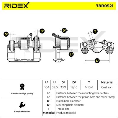 Bremssattel RIDEX 78B0521 78B0521 - foto 6
