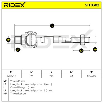 Lenkstange RIDEX 51T0302 51T0302 - foto 5