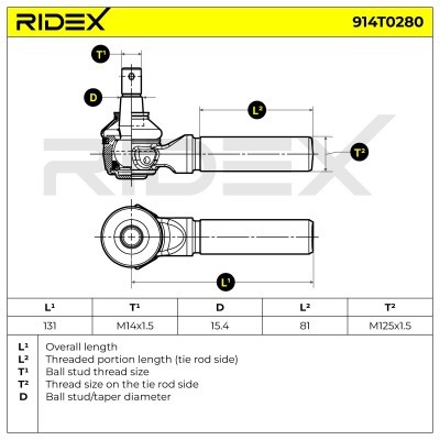 Spurstangenkopf RIDEX 914T0280 914T0280 - foto 5