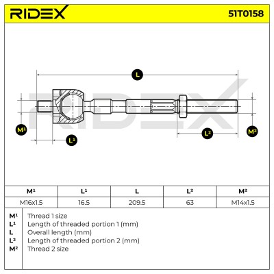 Lenkstange RIDEX 51T0158 51T0158 - foto 5