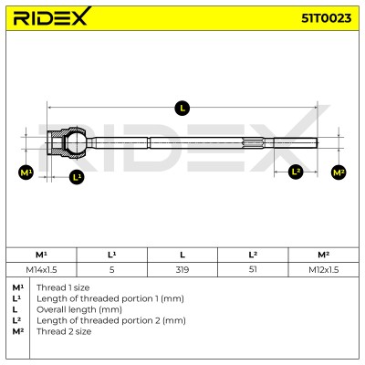 Lenkstange RIDEX 51T0023 51T0023 - foto 7