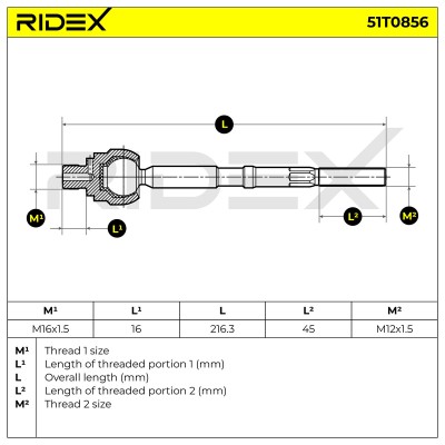 Lenkstange RIDEX 51T0856 51T0856 - foto 5