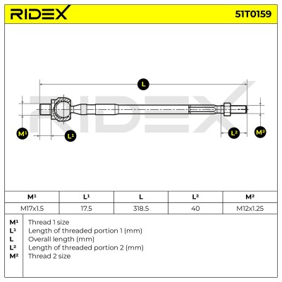 Lenkstange RIDEX 51T0159 51T0159 - foto 11