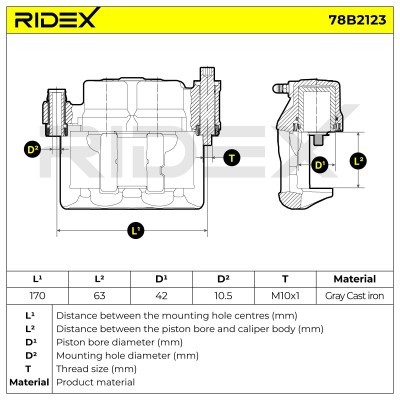 Bremssattel RIDEX 78B2123 78B2123 - foto 7