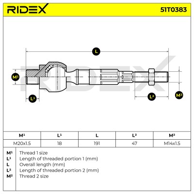 Lenkstange RIDEX 51T0383 51T0383 - foto 7