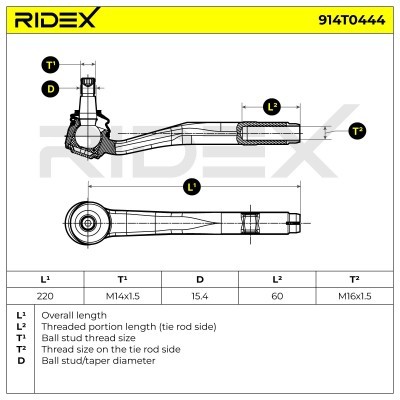 Spurstangenkopf RIDEX 914T0444 914T0444 - foto 6