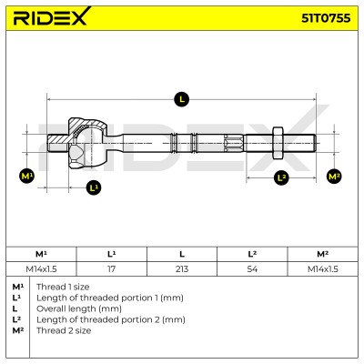 Lenkstange RIDEX 51T0755 51T0755 - foto 5