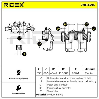 Bremssattel RIDEX 78B1395 78B1395 - foto 7