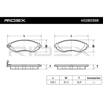 Bremsbeläge Satz RIDEX 402B0368 402B0368 - foto 3