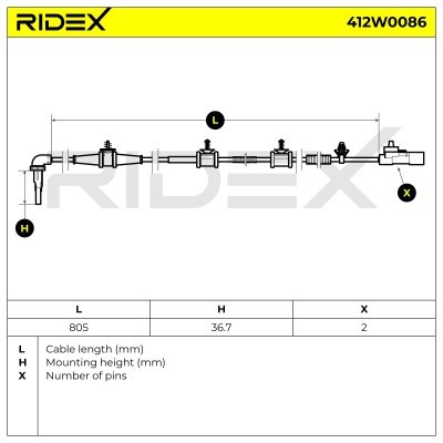 ABS Sensor RIDEX 412W0086 412W0086 - foto 3