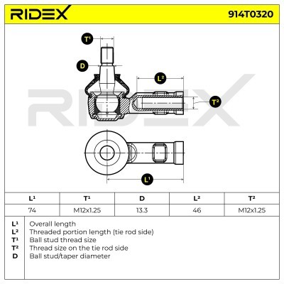 Spurstangenkopf RIDEX 914T0320 914T0320 - foto 5