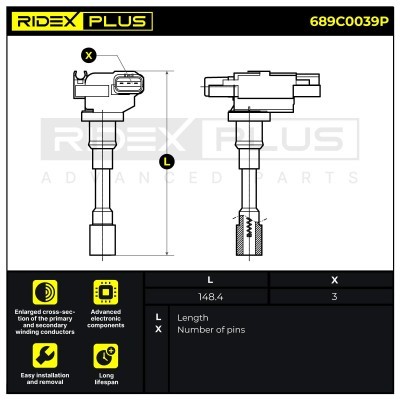 Zündspule RIDEX 689C0039P 689C0039P - foto 3