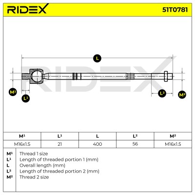 Lenkstange RIDEX 51T0781 51T0781 - foto 6