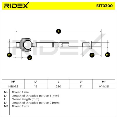 Lenkstange RIDEX 51T0300 51T0300 - foto 5