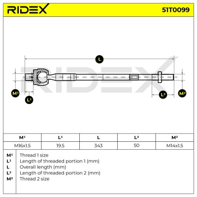 Lenkstange RIDEX 51T0099 51T0099 - foto 6