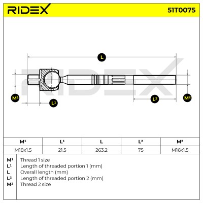 Lenkstange RIDEX 51T0075 51T0075 - foto 6