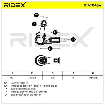 Spurstangenkopf RIDEX 914T0434 914T0434 - foto 8