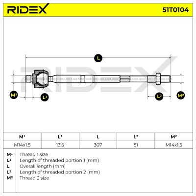 Lenkstange RIDEX 51T0104 51T0104 - foto 5