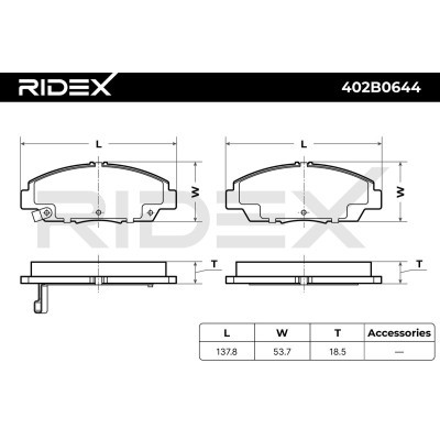 Bremsbeläge Satz RIDEX 402B0644 402B0644 - foto 8