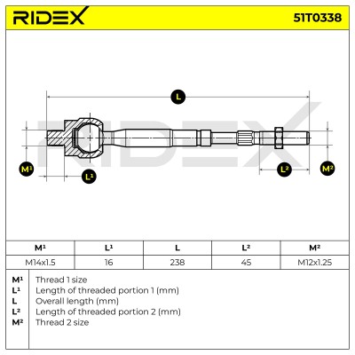 Lenkstange RIDEX 51T0338 51T0338 - foto 6