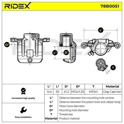 Bremssattel RIDEX 78B0051 78B0051 - foto 7