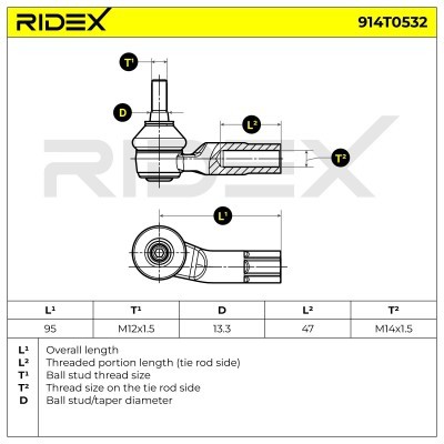 Spurstangenkopf RIDEX 914T0532 914T0532 - foto 5