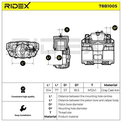 Bremssattel RIDEX 78B1005 78B1005 - foto 5