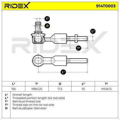 Spurstangenkopf RIDEX 914T0003 914T0003 - foto 5